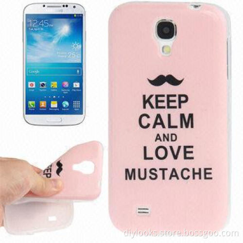 Unique Popular Keep Calm Series Love Mustache Pattern TPU Mobile Phone Case for Samsung Galaxy S4